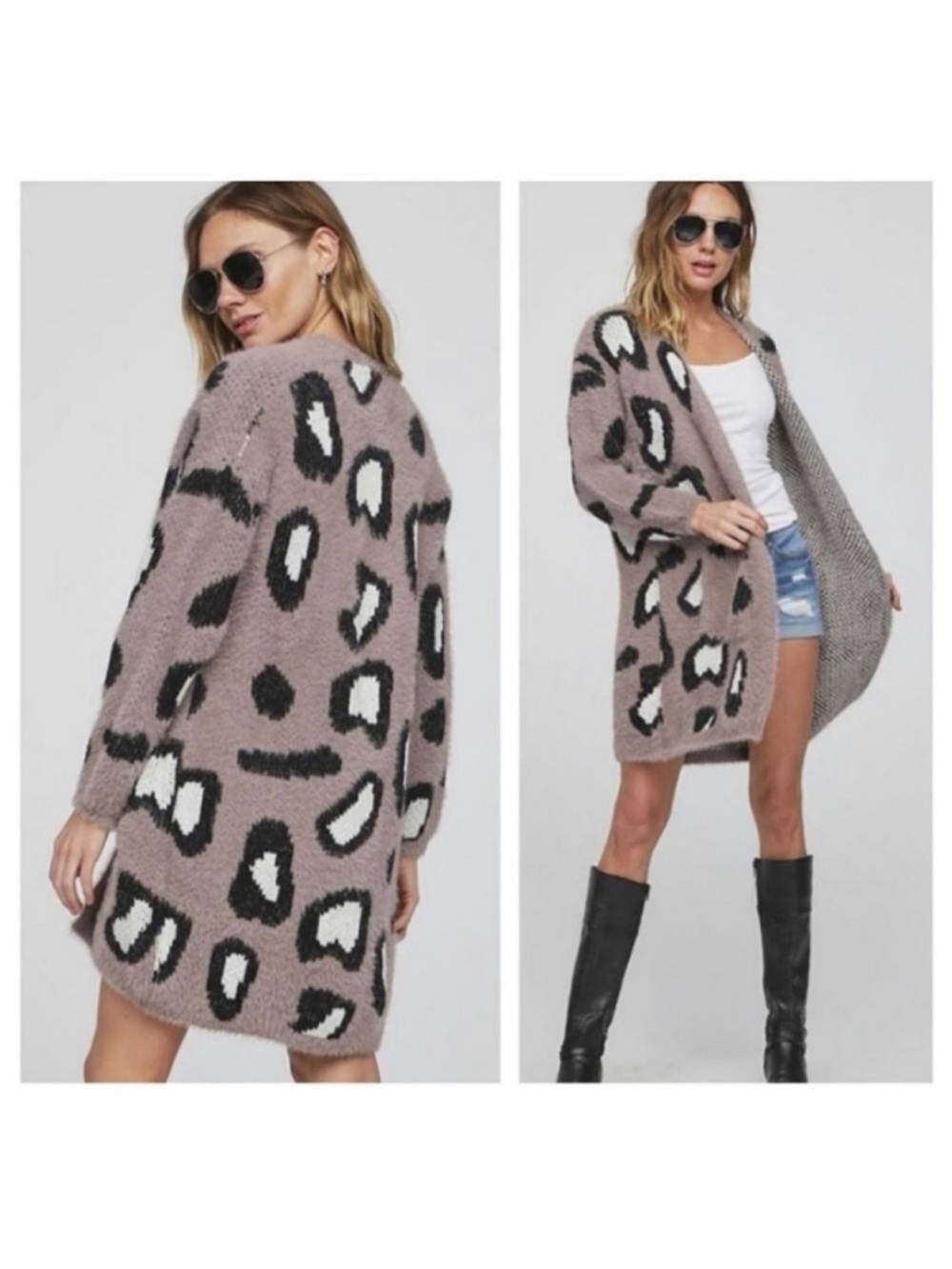 Pink blush Leopard Print cardigan Sweater